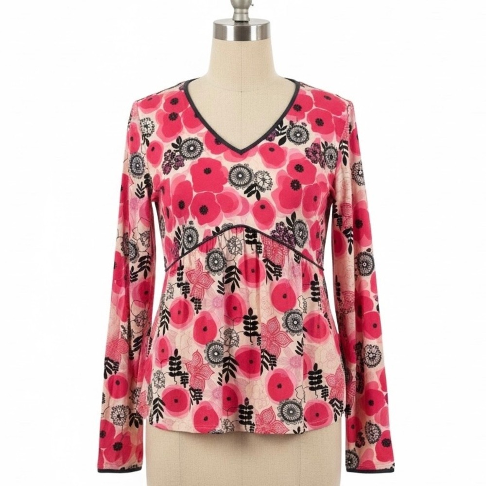 Matilda Jane Make Believe Mistletoe‎ Magic Floral Peasant Tunic Top Small